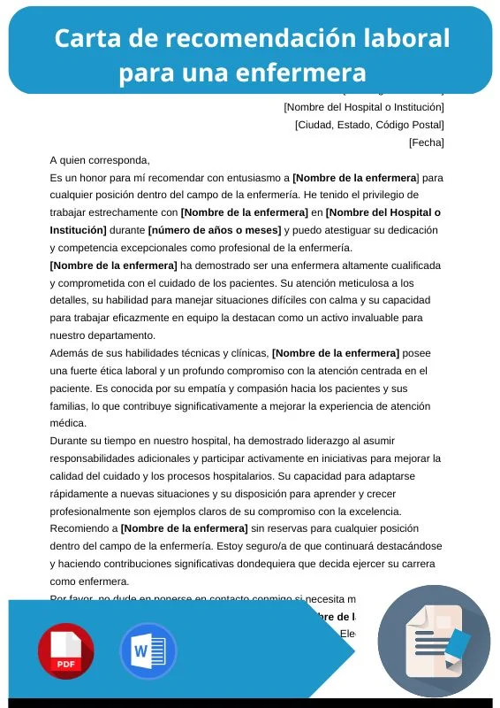 ejemplo de carta de recomendacion laboral para enfermera