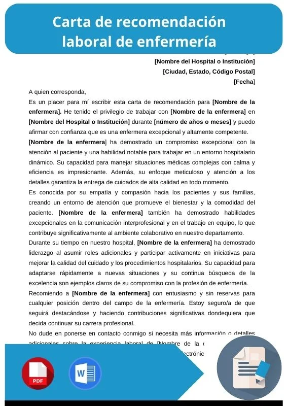ejemplo de carta de recomendacion laboral para enfermeria
