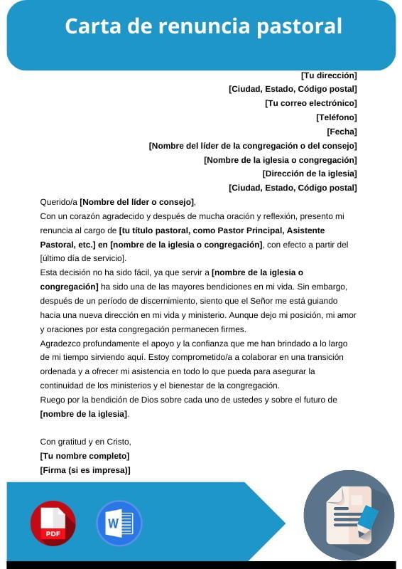 ejemplo de carta de renuncia pastoral