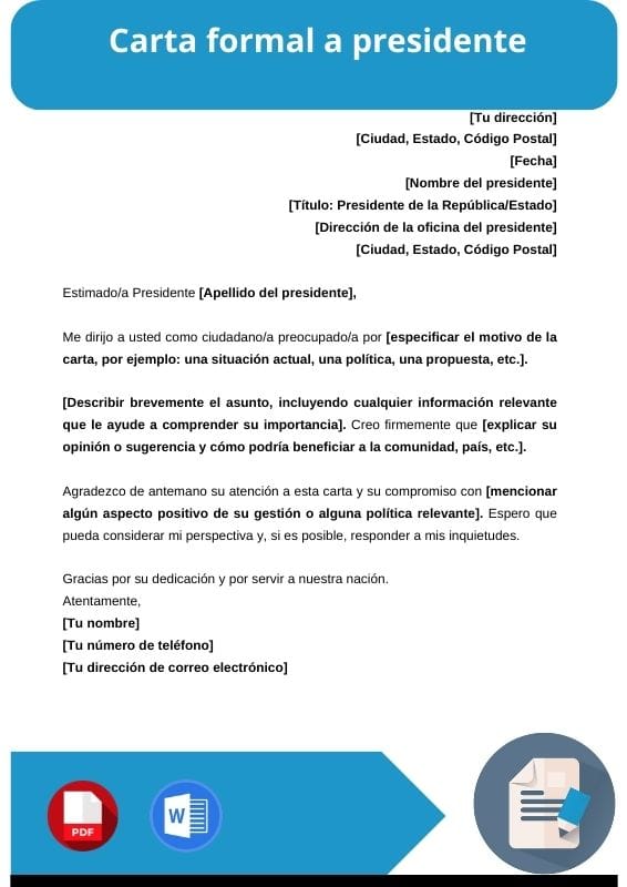 ejemplo de carta formal a presidente