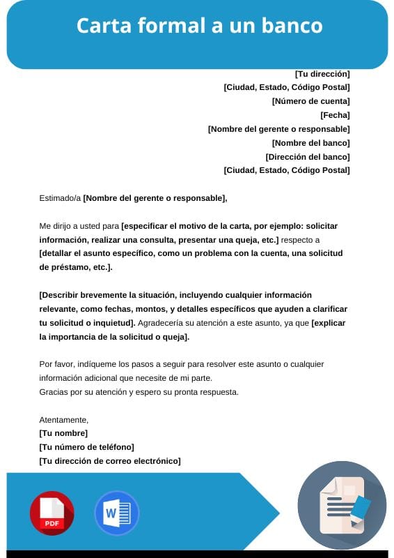 ejemplo de carta formal a un banco