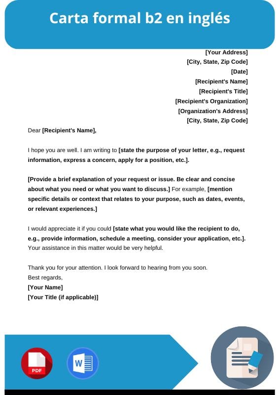 ejemplo de carta formal b2 ingles