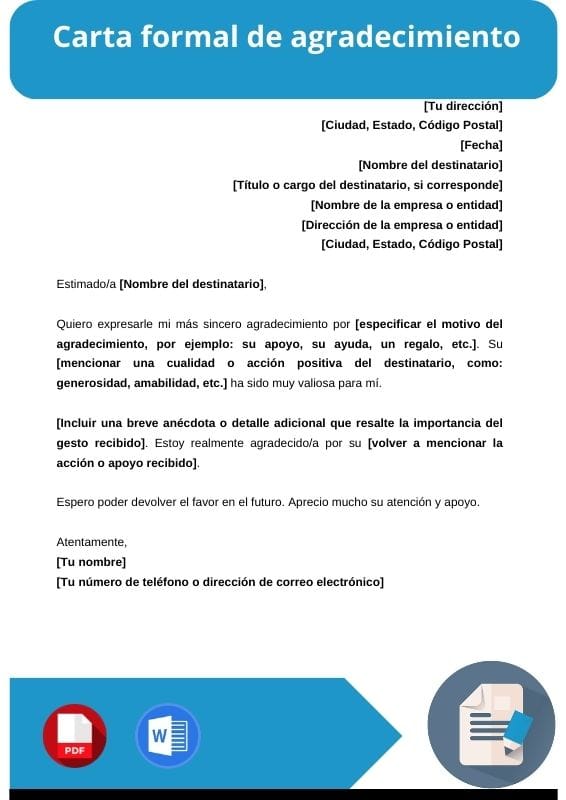 ejemplo de carta formal de agradecimiento