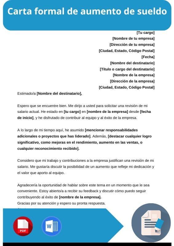 ejemplo de carta formal de aumento de sueldo