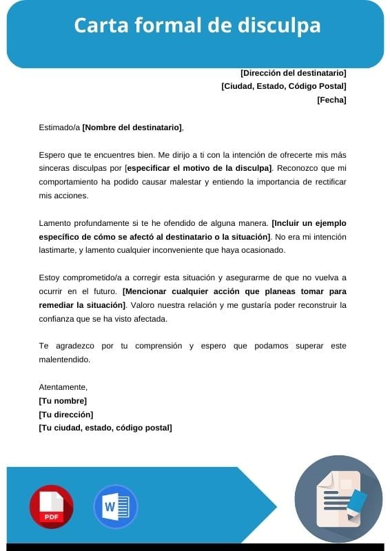 ejemplo de carta formal de disculpa