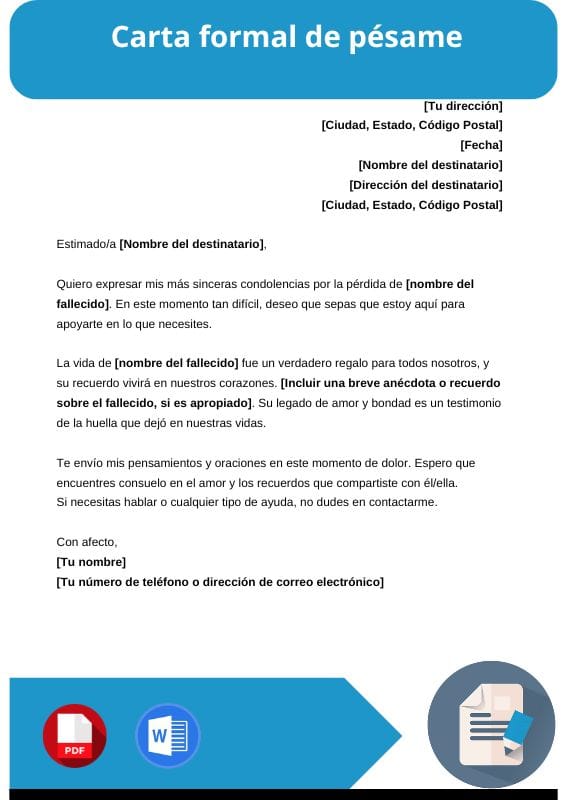 ejemplo de carta formal de pesame