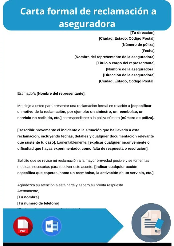 ejemplo de carta formal de reclamacion aseguradora