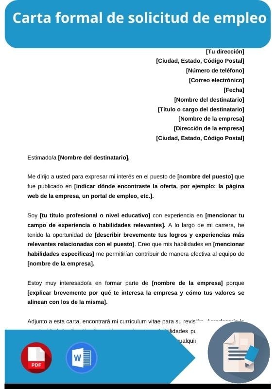 ejemplo de carta formal de solicitud de empleo