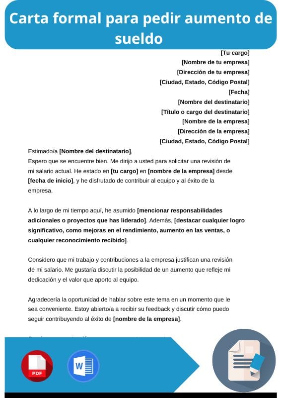 ejemplo de carta formal para pedir aumento de sueldo