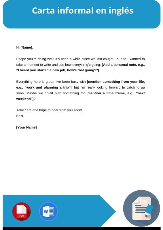 ejemplo de carta informal en ingles