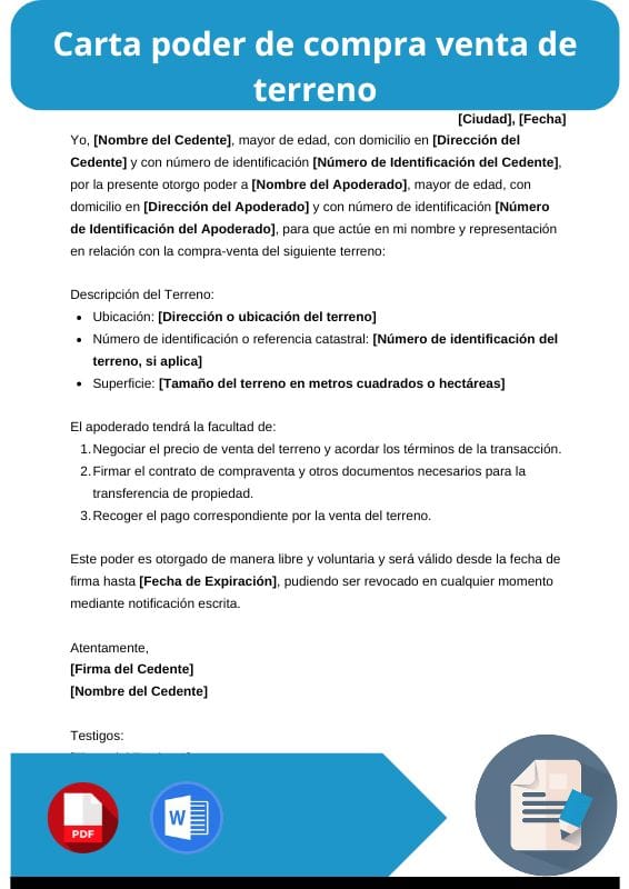 ejemplo de carta poder de compra venta de terreno