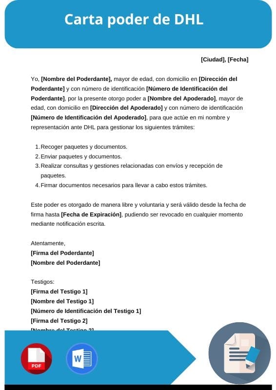 ejemplo de carta poder de dhl