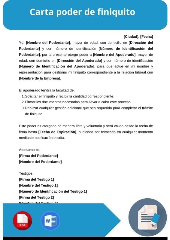 ejemplo de carta poder de finiquito