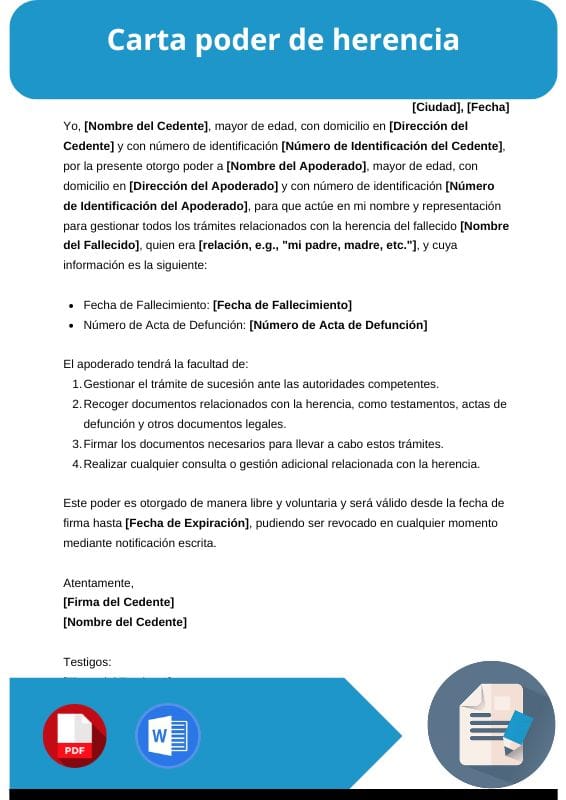 ejemplo de carta poder de herencia