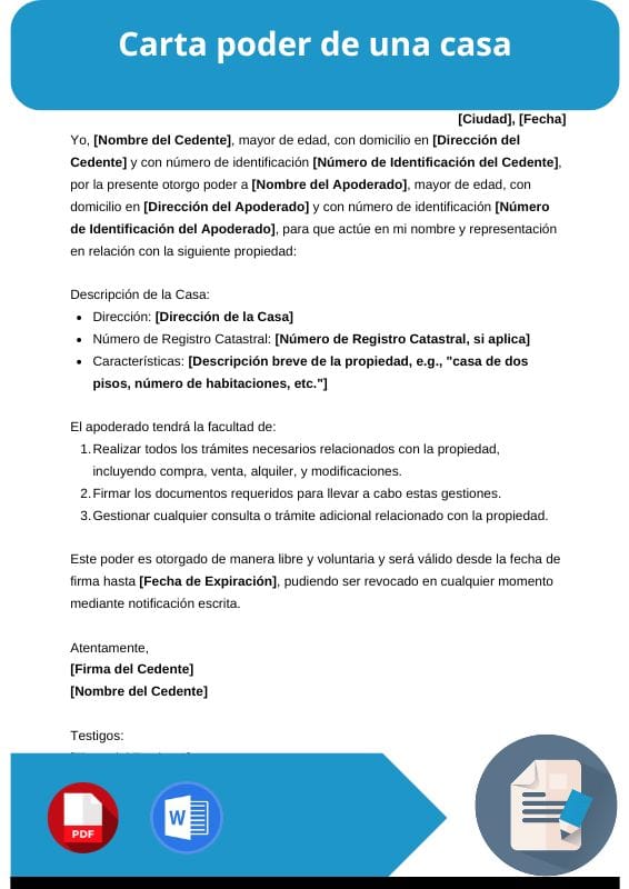 ejemplo de carta poder de una casa