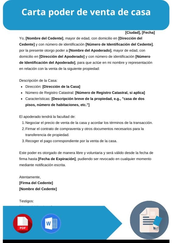 ejemplo de carta poder de venta de casa
