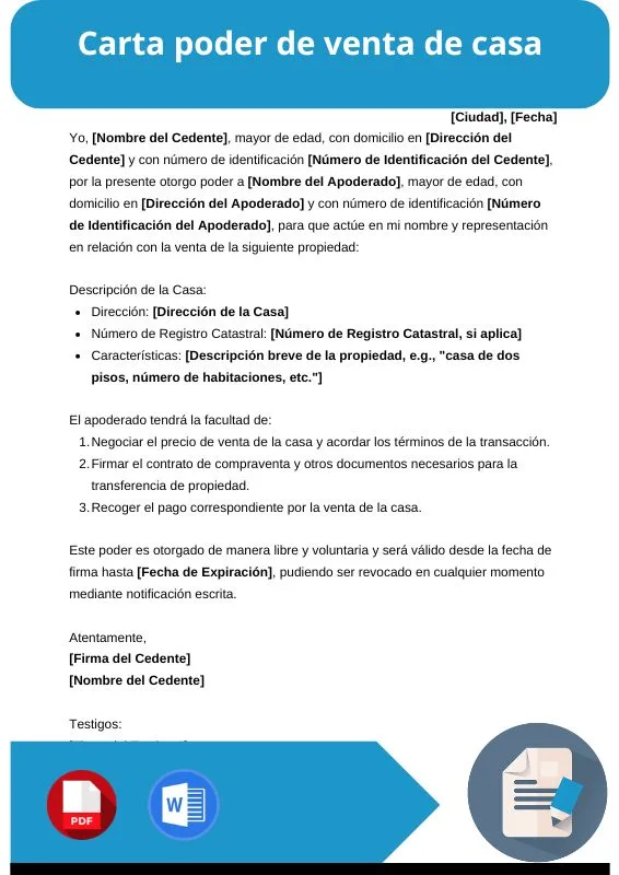 ejemplo de carta poder de venta de casa