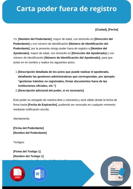 ejemplo de carta poder fuera de registro