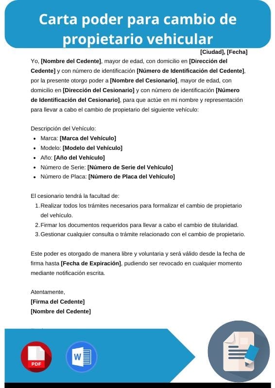 ejemplo de carta poder para cambio de propietario vehicular