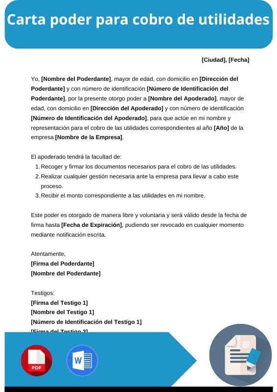 ejemplo de carta poder para cobro de utilidades