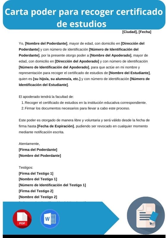 ejemplo de carta poder para recoger certificado de estudios