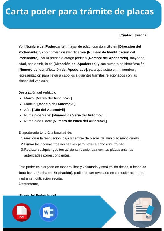 ejemplo de carta poder para tramite de placas