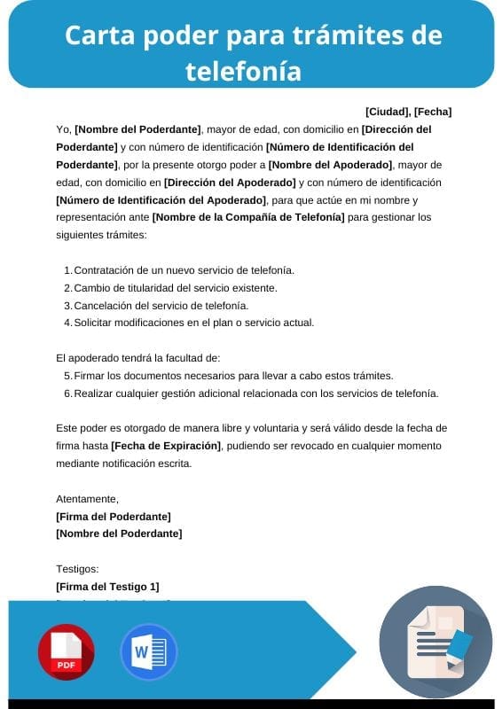 ejemplo de carta poder para tramites de telefonia