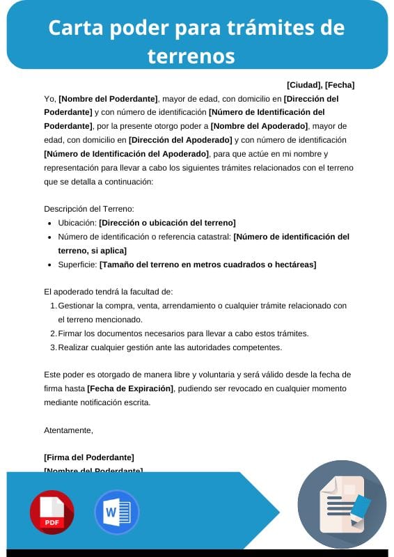ejemplo de carta poder para tramites de terrenos