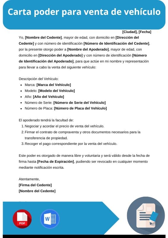 ejemplo de carta poder para venta de vehículo