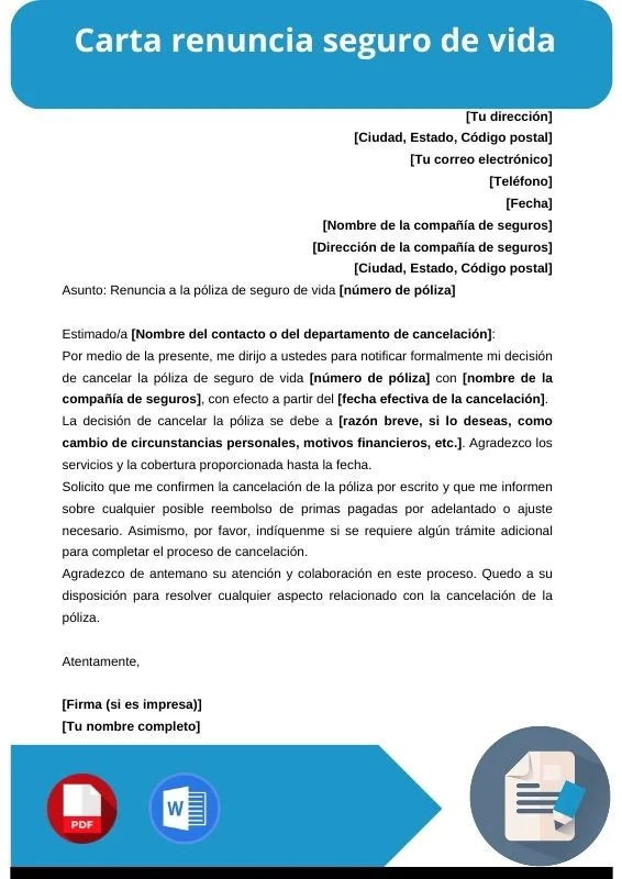 ejemplo de carta renuncia seguro de vida