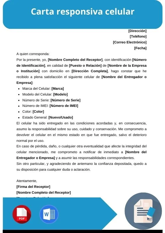 ejemplo de carta responsiva celular