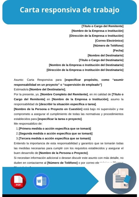 ejemplo de carta responsiva de trabajo