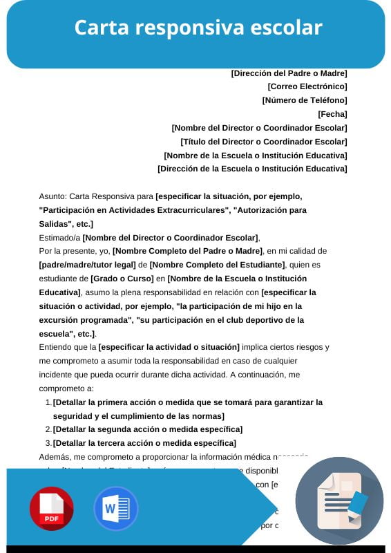 ejemplo de carta responsiva escolar