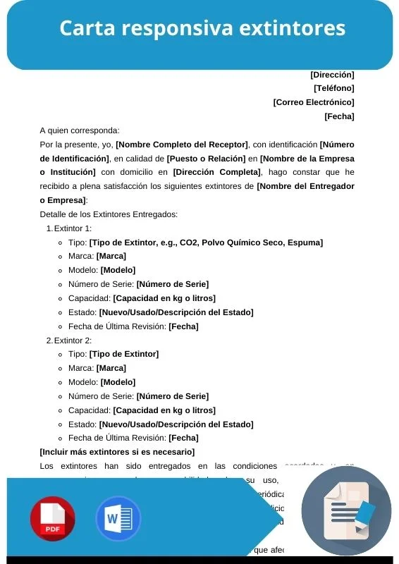 ejemplo de carta responsiva extintores