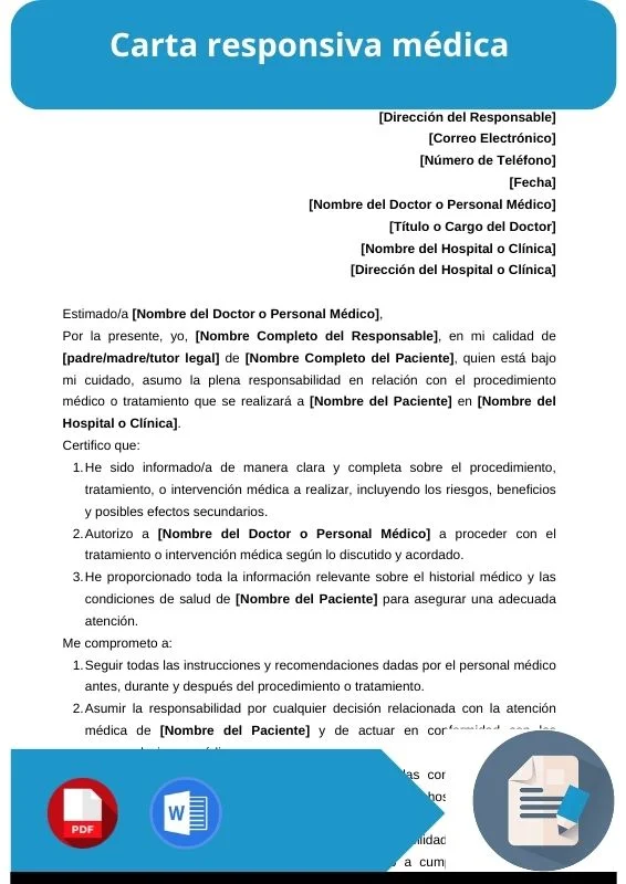 ejemplo de carta responsiva medica