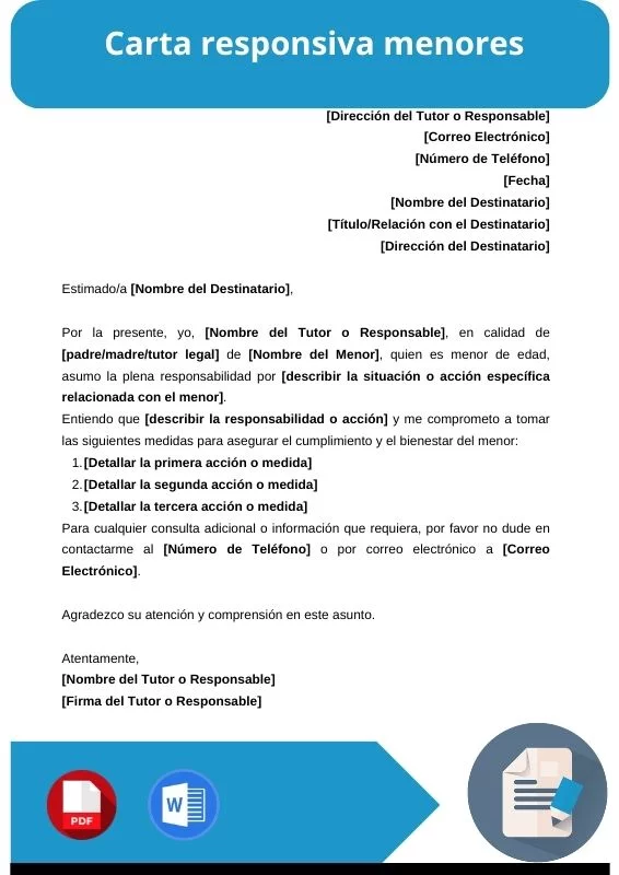 ejemplo de carta responsiva menores
