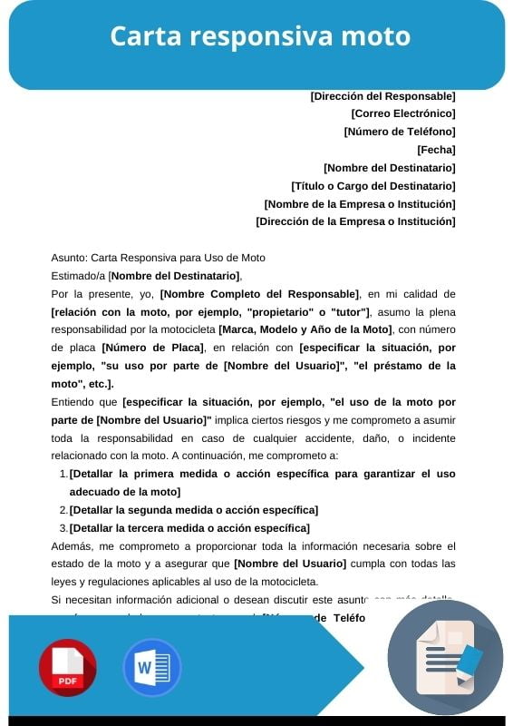 ejemplo de carta responsiva moto