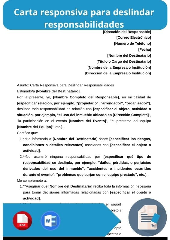 ejemplo de carta responsiva para deslindar responsabilidades