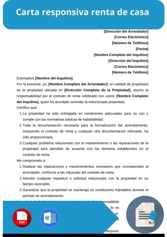 ejemplo de carta responsiva renta de casa