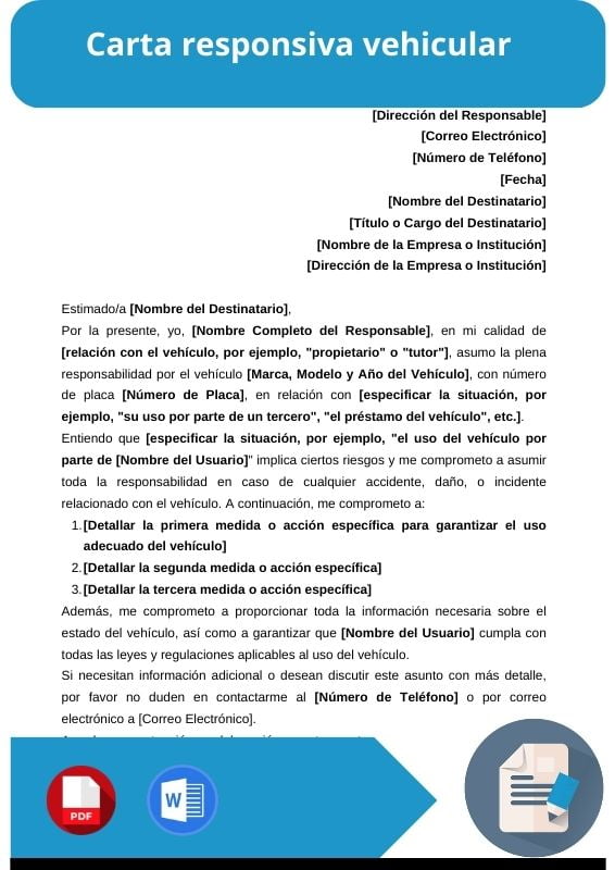 ejemplo de carta responsiva vehicular