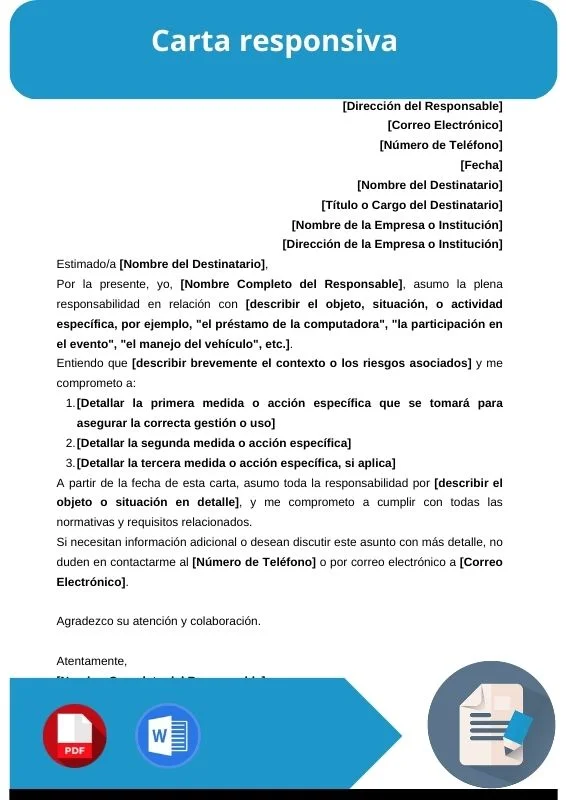 ejemplo de carta responsiva