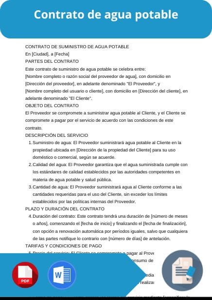modelo de contrato de agua potable