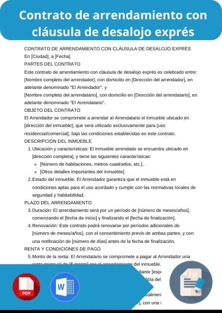 modelo de contrato de arrendamiento con clausula de desalojo expres
