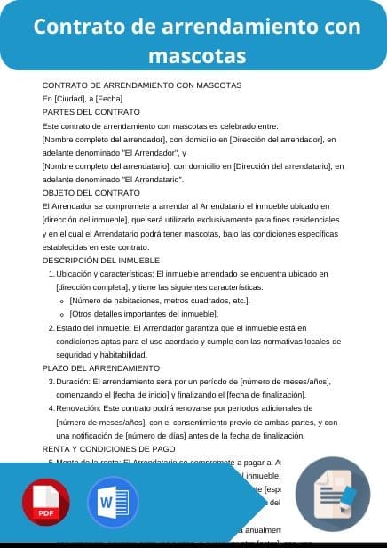 modelo de contrato de arrendamiento con mascotas