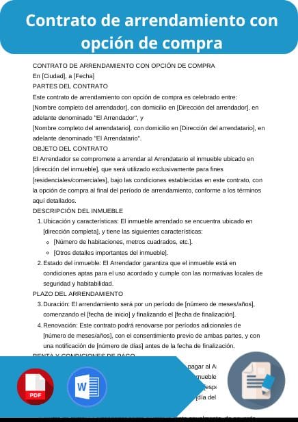 modelo de contrato de arrendamiento con opcion de compra