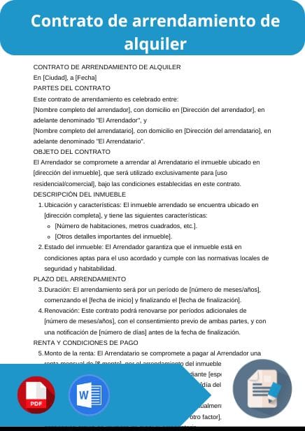 modelo de contrato de arrendamiento de alquiler