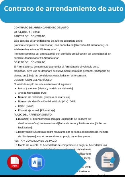 modelo de contrato de arrendamiento de auto