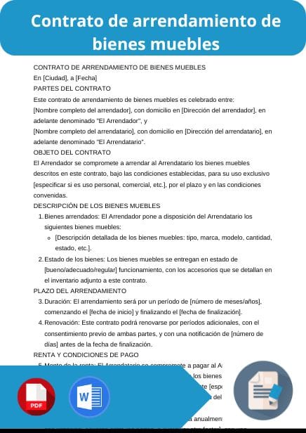 modelo de contrato de arrendamiento de bienes muebles