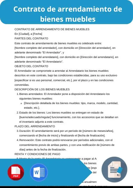 modelo de contrato de arrendamiento de bienes muebles