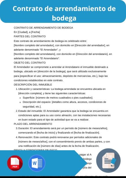 modelo de contrato de arrendamiento de bodega